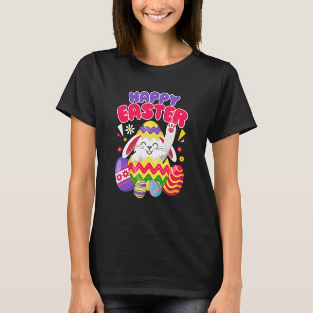 Happy Easter Bunny Easter Eggs T-Shirt (Front)