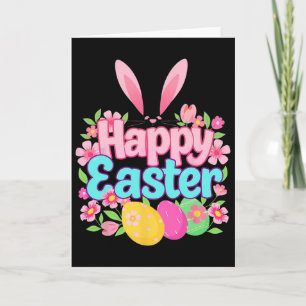 Happy Easter Bunny Easter Outfit Egg Nest Flower R Card