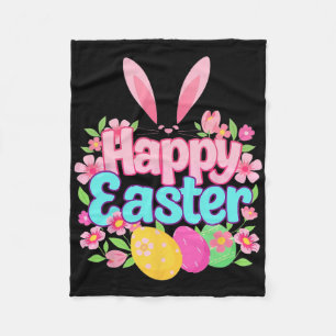 Happy Easter Bunny Easter Outfit Egg Nest Flower R Fleece Blanket