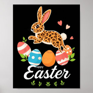 Happy Easter Bunny Easter Outfit Egg Nest Flower R Poster
