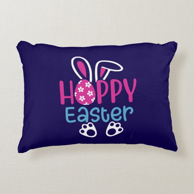 Happy Easter Bunny Egg Cute Spring Design Accent Pillow (Front)