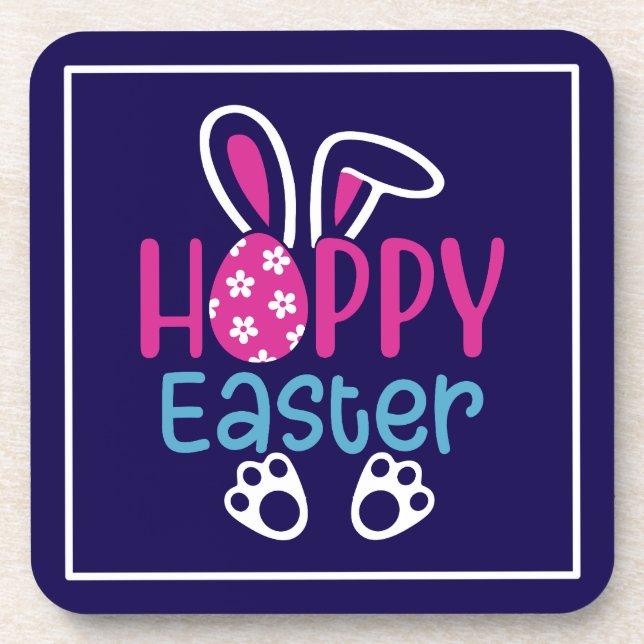 Happy Easter Bunny Egg Cute Spring Design Coaster (Front)