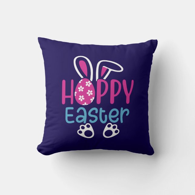 Happy Easter Bunny Egg Cute Spring Design Throw Pillow (Front)