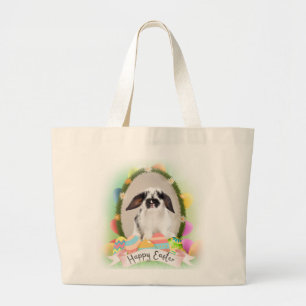 Happy Easter bunny, egg design Large Tote Bag