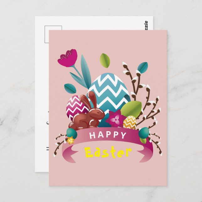 Happy Easter bunny, egg design  Postcard (Front/Back)