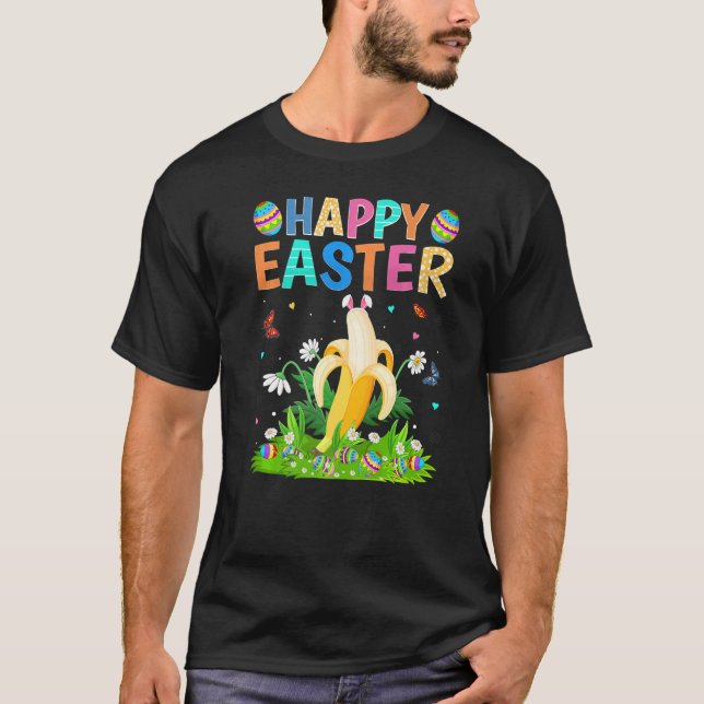 Happy Easter Bunny Egg Funny Banana Easter Sunday  T-Shirt (Front)