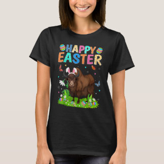 Happy Easter Bunny Egg Funny Bison Easter Sunday T-Shirt