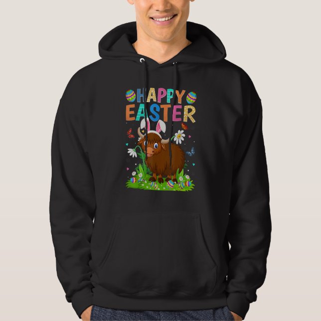 Happy Easter Bunny Egg Funny Buffalo Easter Sunday Hoodie (Front)