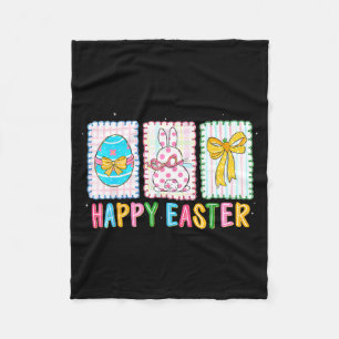 Happy easter bunny egg funny for kids boy girl fleece blanket