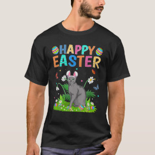 Happy Easter Bunny Egg Funny Russian Blue Cat East T-Shirt