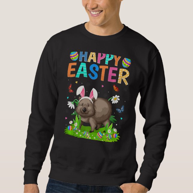 Happy Easter Bunny Egg Funny Wombat Easter Sunday  Sweatshirt (Front)