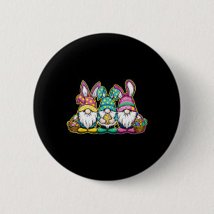 Happy Easter Bunny Egg Hunting And Bysket Gnome Ea 2 Inch Round Button