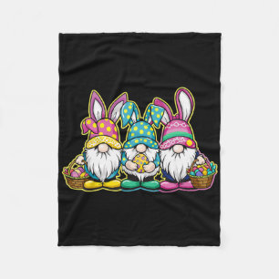 Happy Easter Bunny Egg Hunting And Sket Gnome East Fleece Blanket