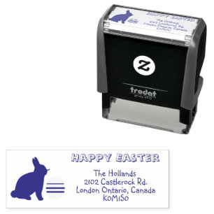Happy Easter Bunny & Egg Return Address Self-inking Stamp