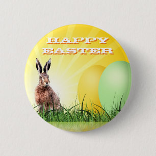 HAPPY EASTER - Bunny & Eggs 2 Inch Round Button