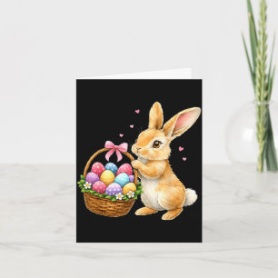 Happy easter bunny eggs basket cute rabbit men card