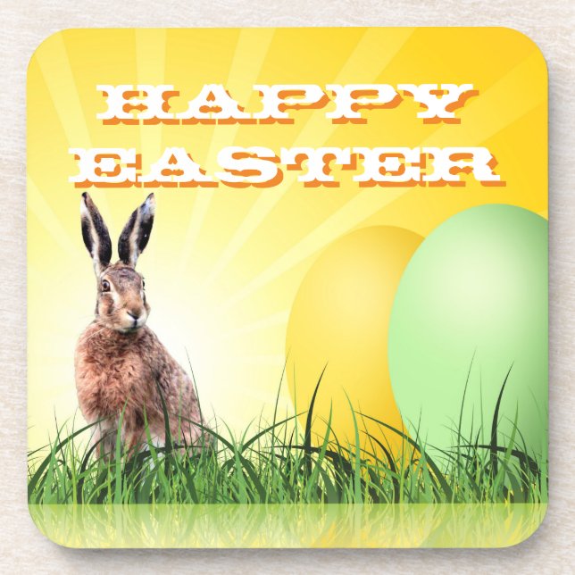 HAPPY EASTER - Bunny & Eggs Coaster (Front)