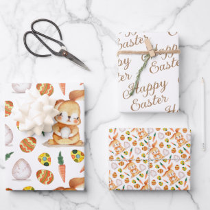 Happy Easter, Bunny & Eggs Coordinated Wrapping Paper Sheet