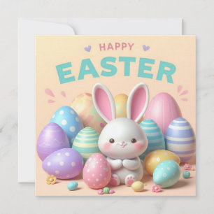 Happy Easter - Bunny Eggs in Pastel Colours Holiday Card