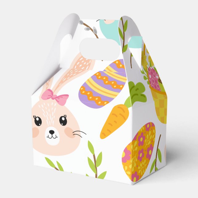 Happy Easter Bunny Eggs, Spring Pattern Gift Favor Box (Front Side)