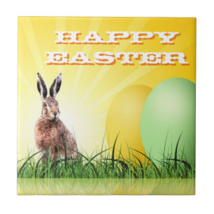 HAPPY EASTER - Bunny & Eggs Tile