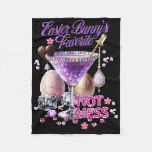 Happy Easter Bunny Favorite Hot Mess Cute Martini Fleece Blanket