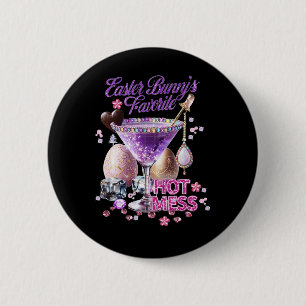 Happy Easter Bunny Favourite Hot Mess Cute Martini 2 Inch Round Button