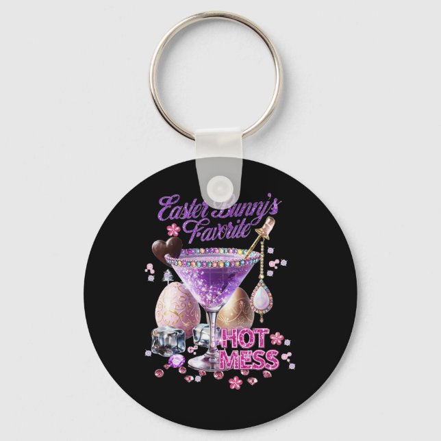Happy Easter Bunny Favourite Hot Mess Cute Martini Keychain (Front)
