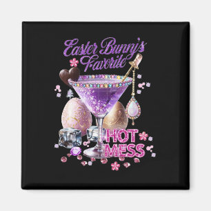 Happy Easter Bunny Favourite Hot Mess Cute Martini Magnet