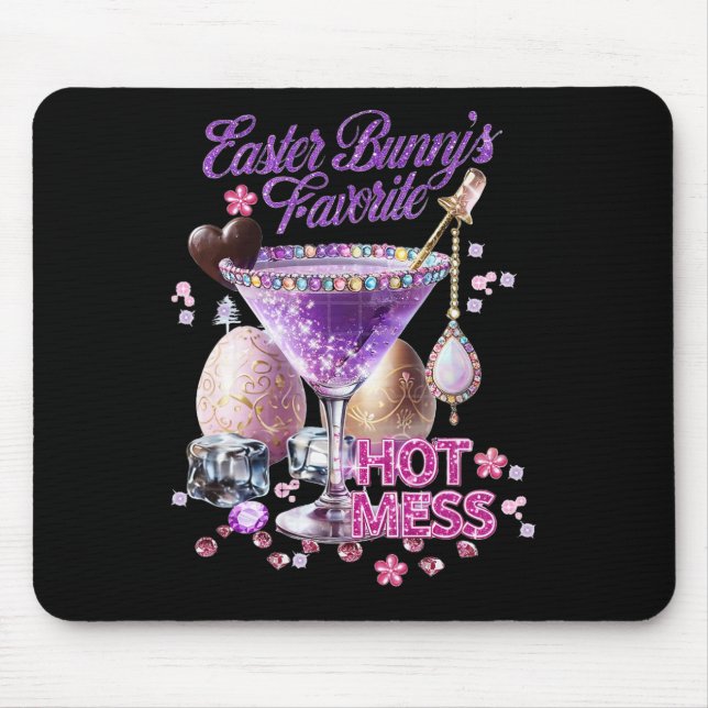 Happy Easter Bunny Favourite Hot Mess Cute Martini Mouse Pad (Front)