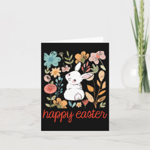 Happy Easter Bunny Floral Flower Vintage Rabbit Wo Card