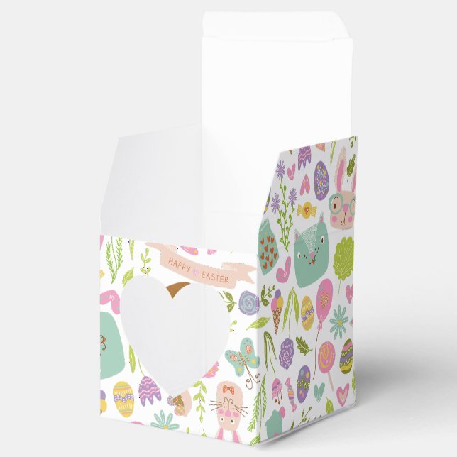 Happy Easter Bunny Floral Pattern Favor Box (Opened)