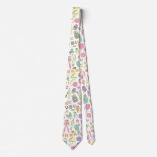 Happy Easter Bunny Floral Pattern Tie