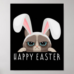 Happy Easter Bunny Fun Pajama Dress Cat Party Rabb Poster
