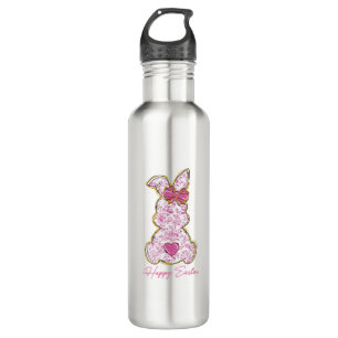 Happy Easter Bunny Girls Easter Women Pink Floral  710 Ml Water Bottle