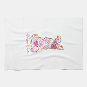 Happy Easter Bunny Girls Easter Women Pink Floral  Kitchen Towel