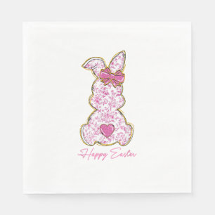Happy Easter Bunny Girls Easter Women Pink Floral  Napkin