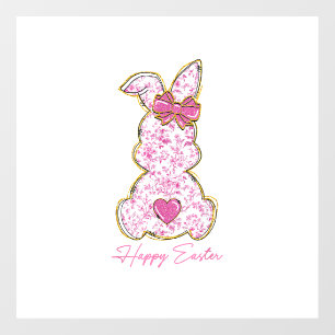 Happy Easter Bunny Girls Easter Women Pink Floral  Window Cling