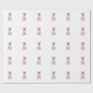 Happy Easter Bunny Girls Easter Women Pink Floral  Wrapping Paper