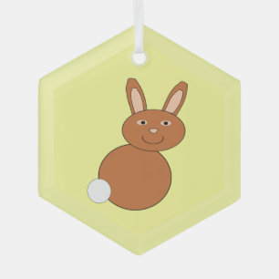 Happy Easter Bunny Glass Ornament