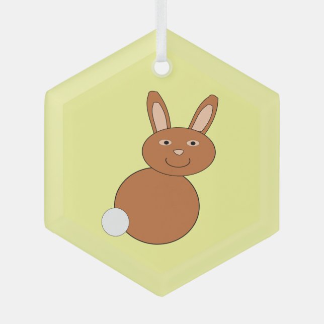 Happy Easter Bunny Glass Ornament (Front)