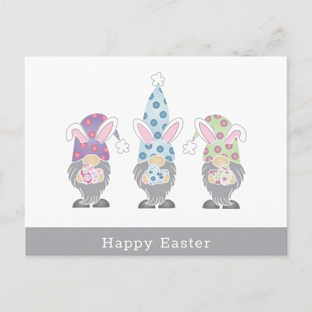 Happy Easter Bunny Gnomes  Postcard (Front)