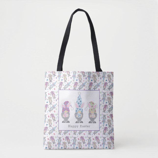 Happy Easter Bunny Gnomes Tote Bag (Front)