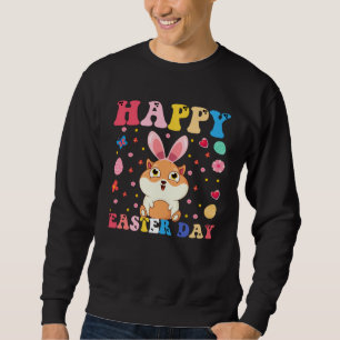 Happy Easter Bunny Guinea Pig Easter Day Groovy Sweatshirt