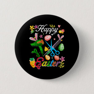 Happy Easter Bunny Hair Stylist Tools Job Team Hun 2 Inch Round Button