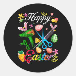 Happy Easter Bunny Hair Stylist Tools Job Team Hun Classic Round Sticker