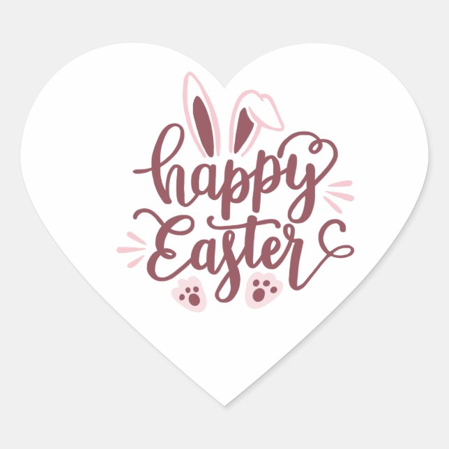 Happy Easter Bunny Heart Sticker (Front)