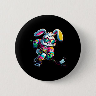 Happy Easter Bunny Hockey Rabbit Men Women Kid (1) 2 Inch Round Button