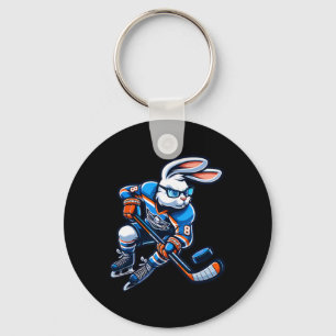 Happy Easter Bunny Hockey Rabbit Men Women Kid  Keychain