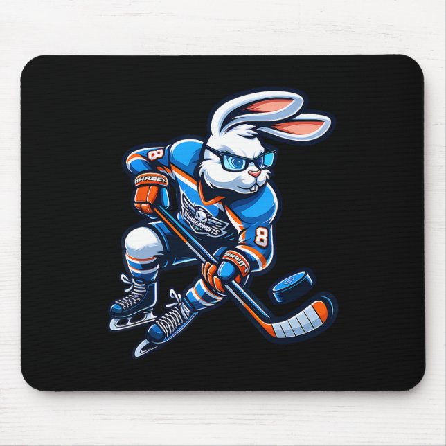 Happy Easter Bunny Hockey Rabbit Men Women Kid  Mouse Pad (Front)